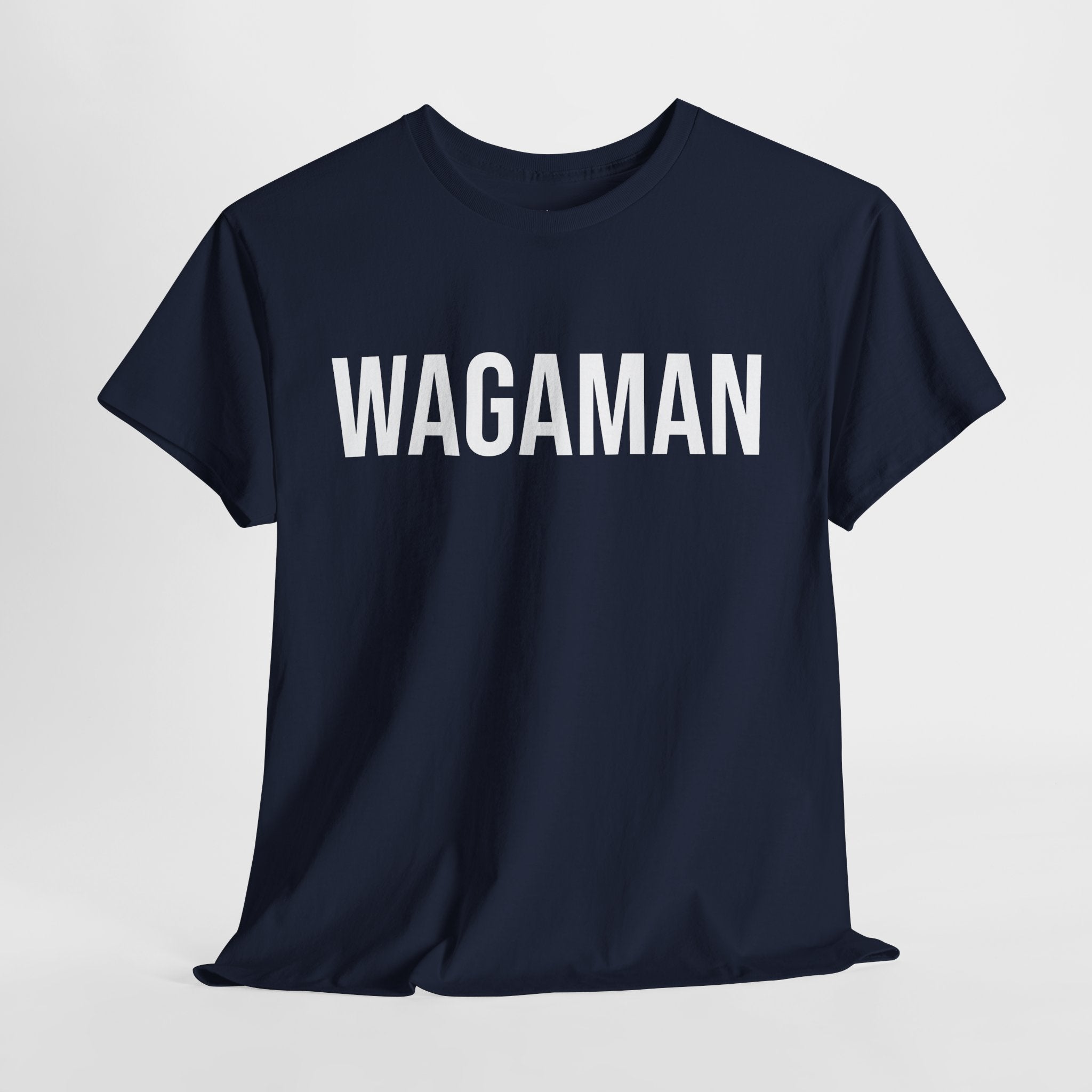WAGAMAN - Minimal Bold Lettering Cotton T‑Shirt