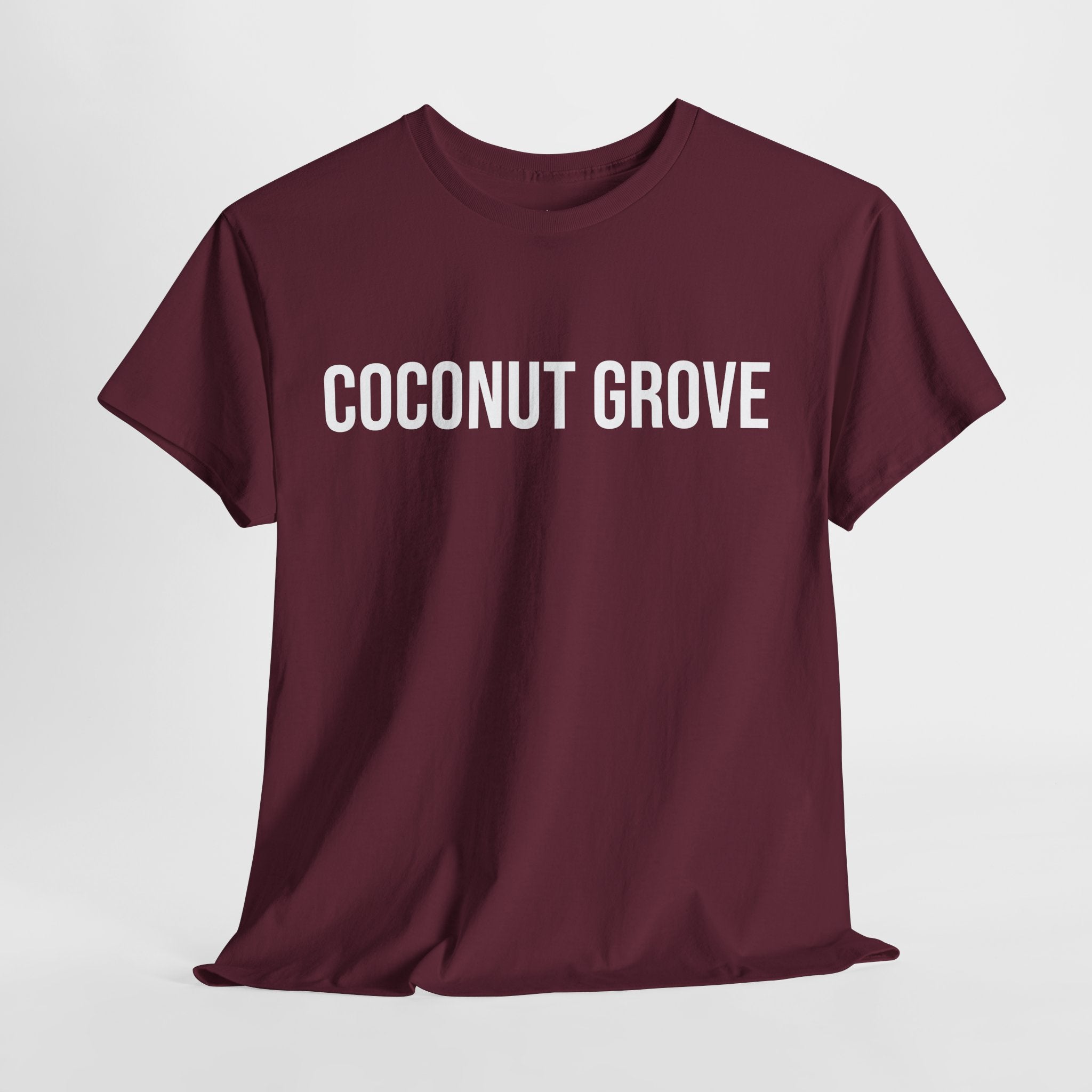 COCONUT GROVE - Minimal Bold Lettering Cotton T‑Shirt