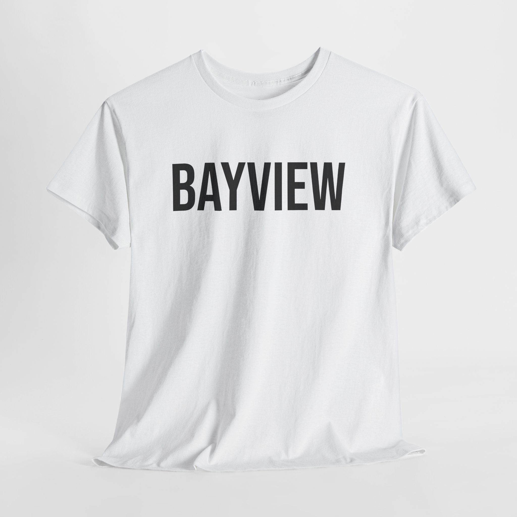BAYVIEW - Minimal Bold Lettering Cotton T‑Shirt