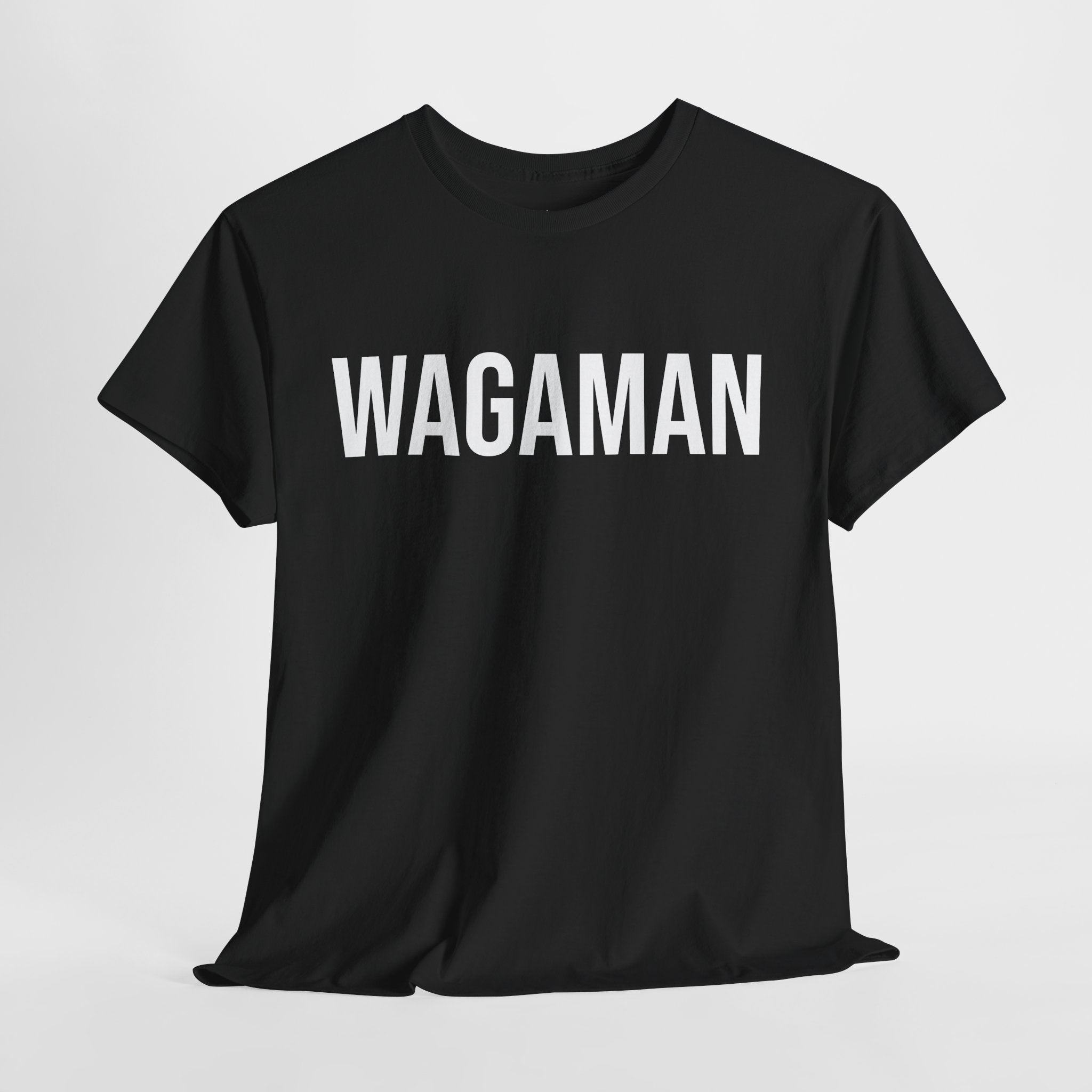 WAGAMAN - Minimal Bold Lettering Cotton T‑Shirt