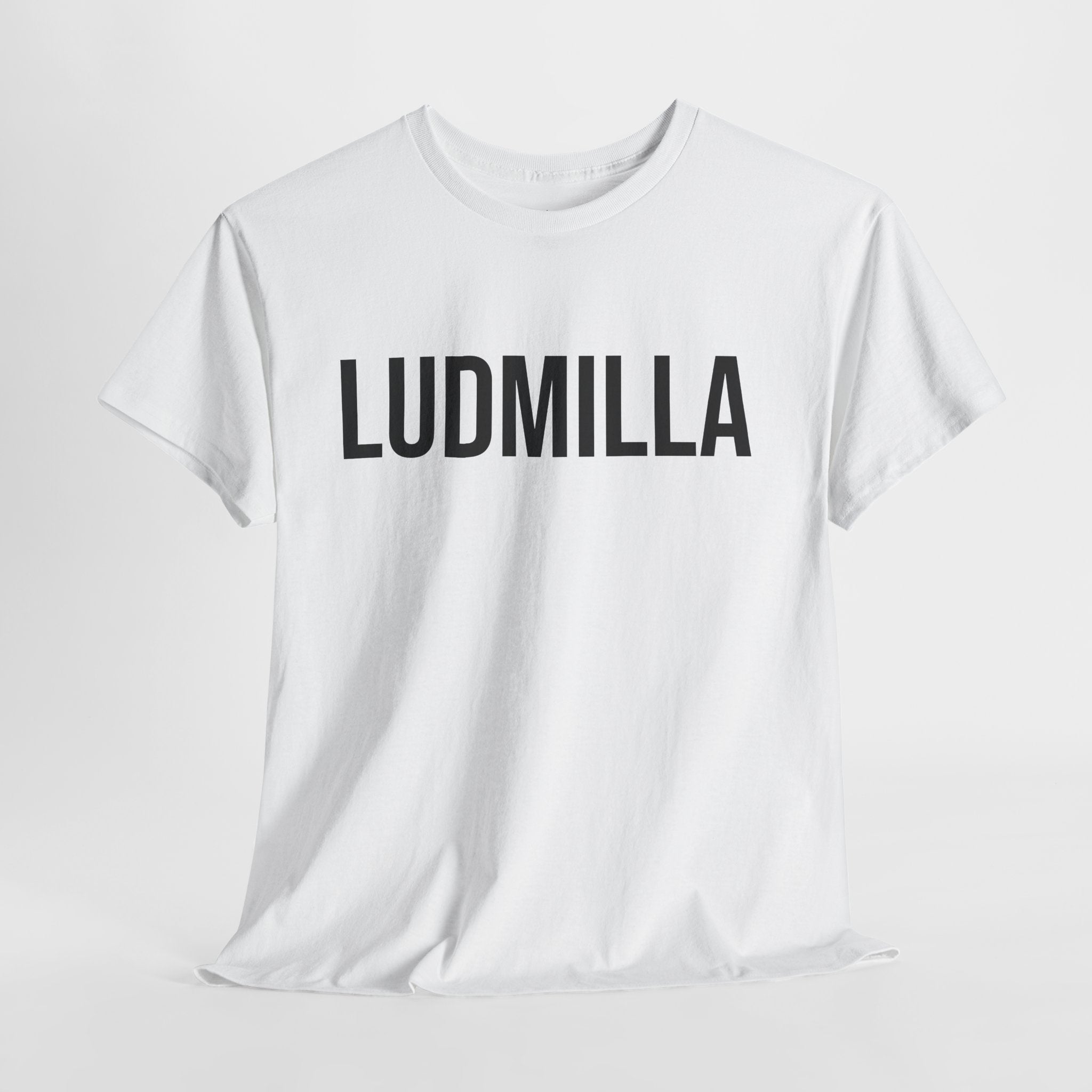 LUDMILLA - Minimal Bold Lettering Cotton T‑Shirt