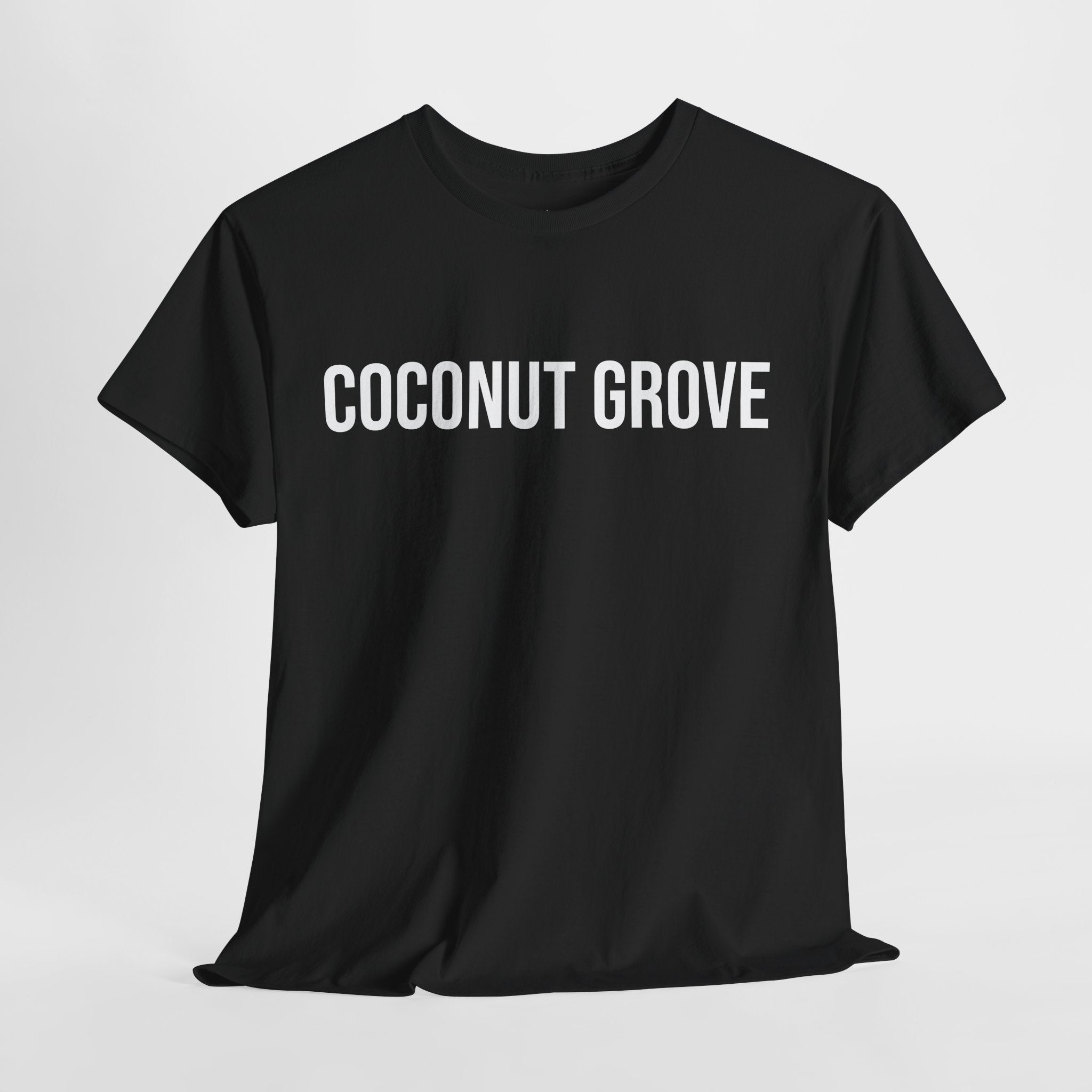 COCONUT GROVE - Minimal Bold Lettering Cotton T‑Shirt