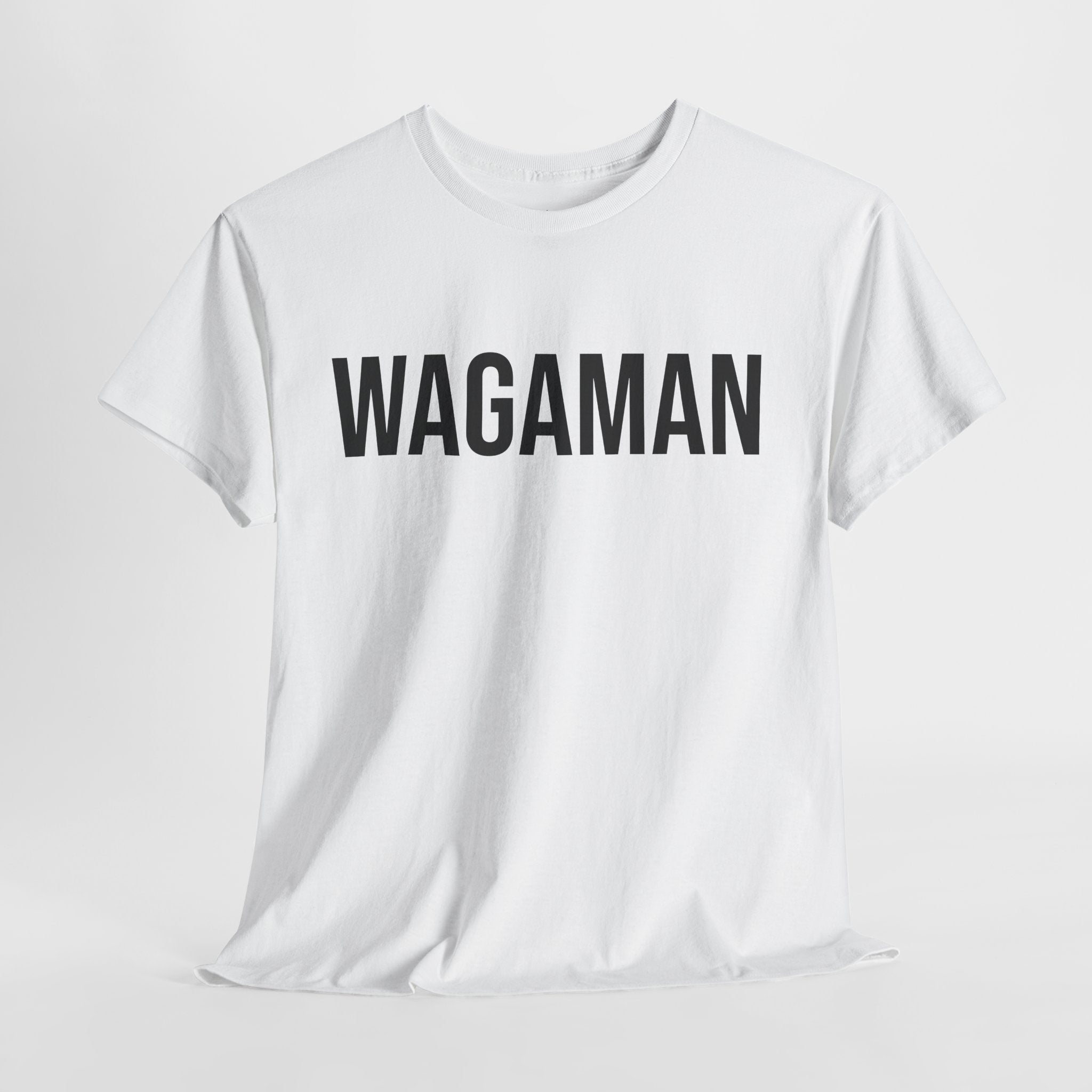 WAGAMAN - Minimal Bold Lettering Cotton T‑Shirt