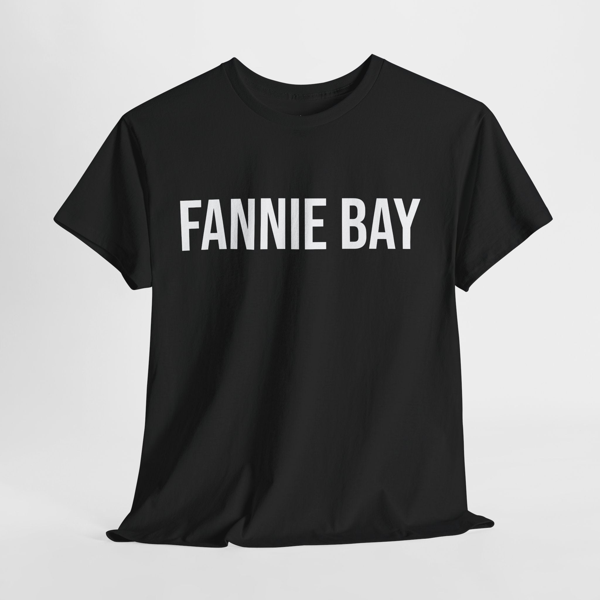 FANNIE BAY - Minimal Bold Lettering Cotton T‑Shirt