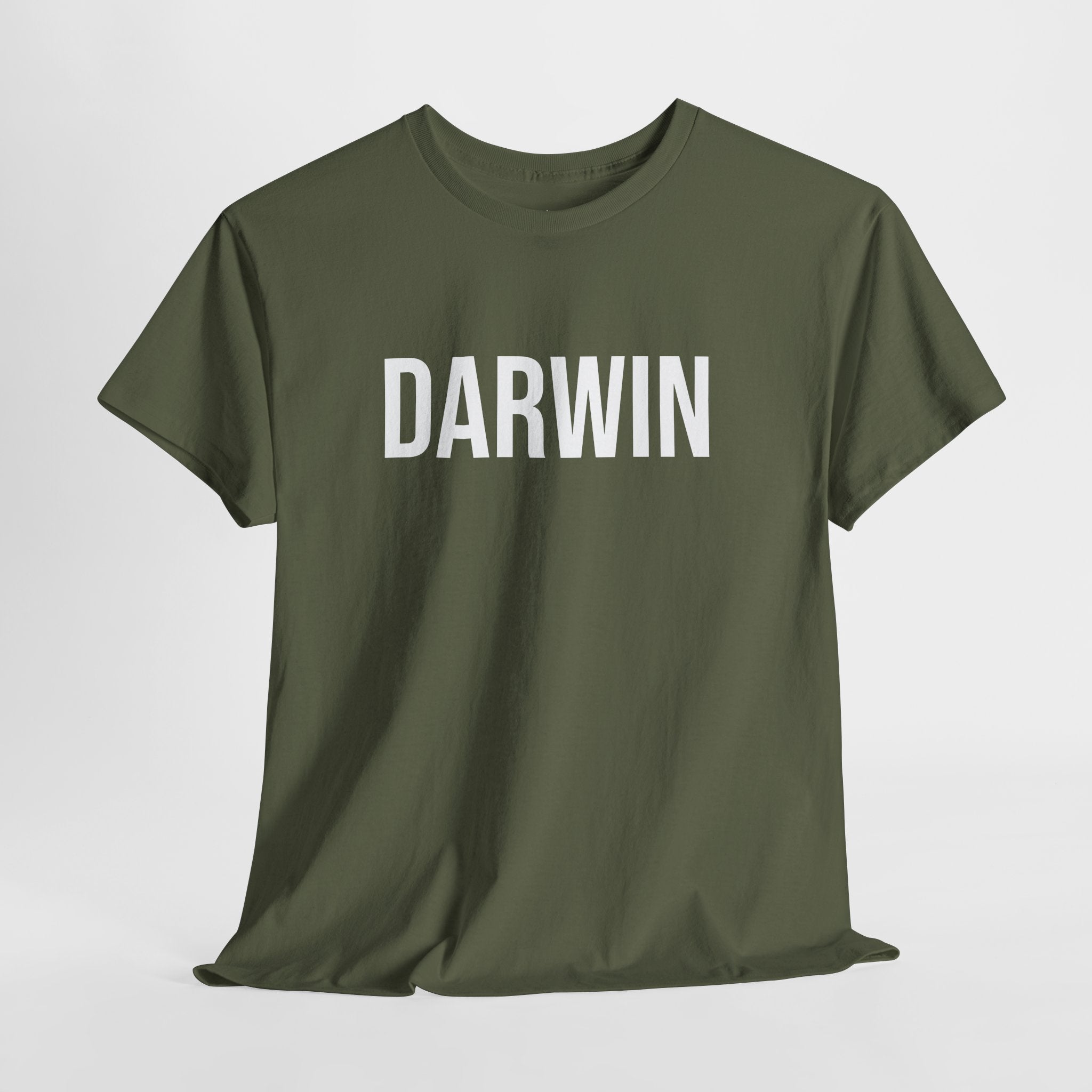 DARWIN - Minimal Bold Lettering Cotton T‑Shirt